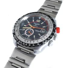 Vintage Sicura Swiss watch with bezel and internal rotating bezel, one-hour mech