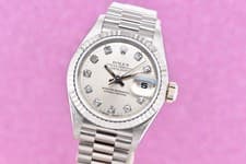 Ladies Rolex Datejust President 26mm 18K White Gold Factory Diamond Dial 69179
