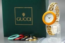 [Near MINT w/Box] Gucci Change Bezel 6 Colors 11/12.2 Yellow Gold Women's Watch