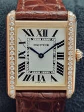 Cartier Tank Solo 2016 Cartier Brown strap Box & Papers W5200024 24mm 18kt Rose