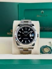 Rolex Datejust 41mm Black Index Fluted Bezel Oyster Bracelet 2026 Full 126334