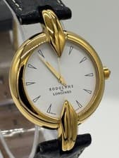 Longines Rudolph Quartz Mens Watch White Dial Genuine Strap Case 28mm