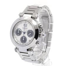 CARTIER PASHA C W31048M7 36mm SS Automatic Chronograph Date Silver Dial #C482