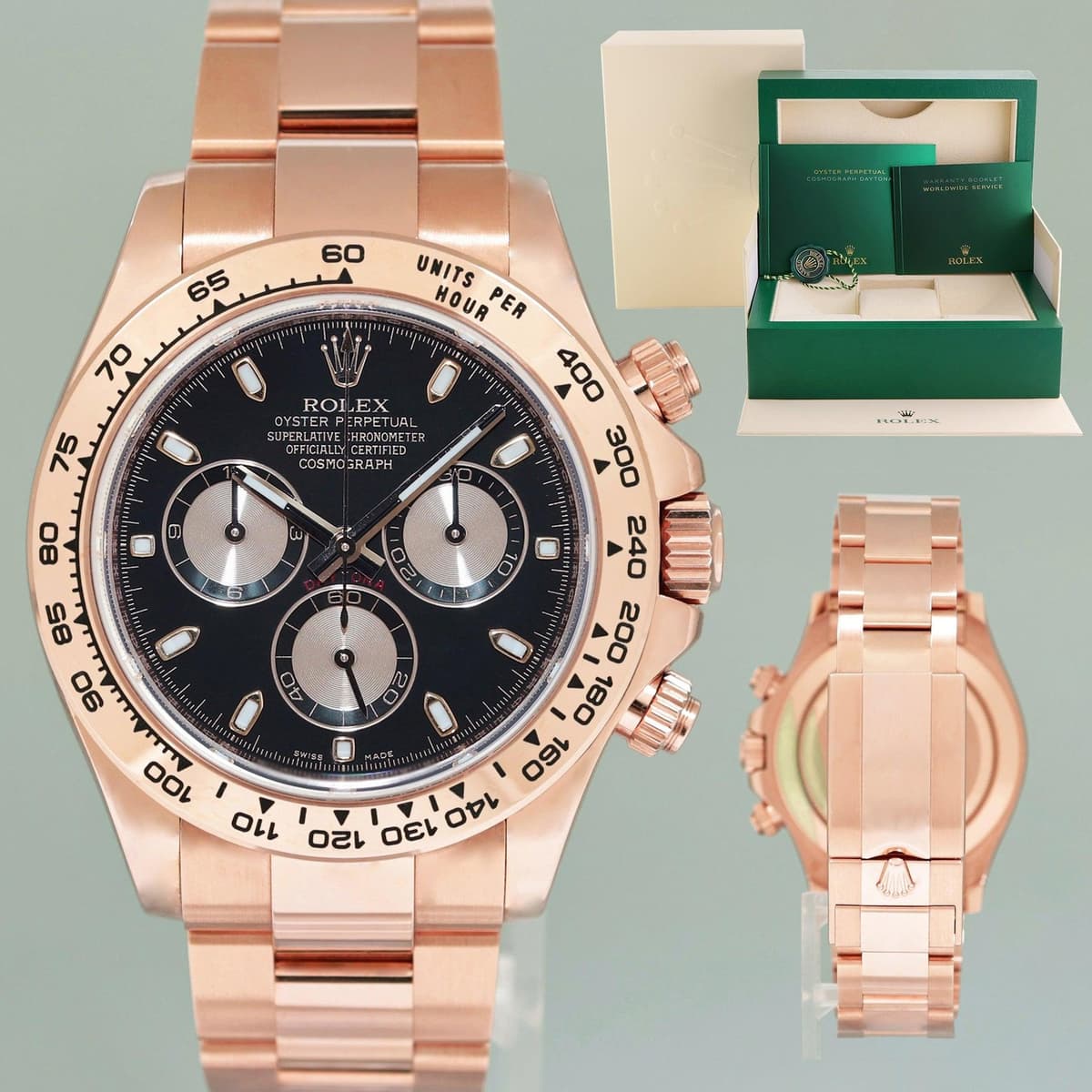 MINT Rolex Daytona Cosmograph Rose Gold 40mm Black 116505 Watch Box