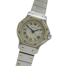 Cartier women's watch, Santos Octagon SM, date, quartz movement, stainless steel