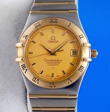 Mens Omega Constellation 18K Gold & SS Automatic Chronometer Watch - 1202.10
