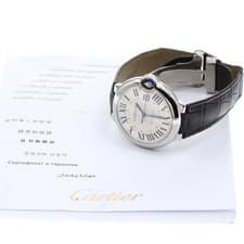 CARTIER BALLON BLEU W69017Z4 36mm SS Silver Dial Automatic Leather Strap #C247