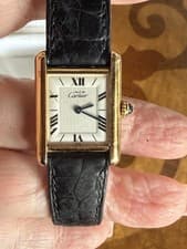 Cartier Tank Must De Watch 925 Sterling Silver Vermel Gold Plated Swiss Made
