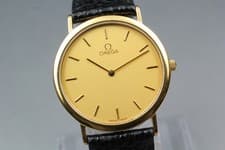[Near MINT] Vintage Omega DeVille 1378 8J Gold Dial Men's Quartz Watch JAPAN