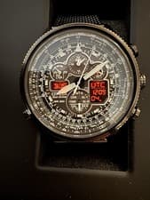 Brand New Citizen Men's Watch Navihawk A.T Chronograph Black Case Ana-Digi Dial