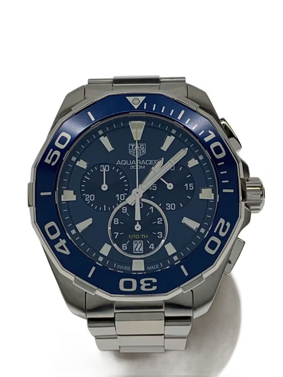 TAGHeuer Aquaracer Chronograph QZ SS Aluminum 43mm Analog BLU SLV