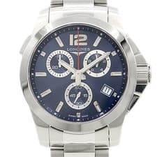 Longines L37024 Blue Dial Quartz Watch 41mm Stainless Steel Excellent