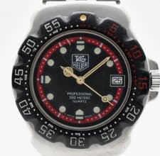 Vintage [Exc+5] TAG Heuer Formula 1 WA1214 Black Red 35mm Qz Men's Watch JAPAN
