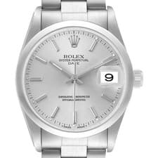 Rolex Oyster Perpetual Date Steel Silver Dial Mens Watch 15200