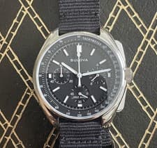 Bulova Lunar Pilot Chronograph Men's Watch - Black. No Date Version. Mint