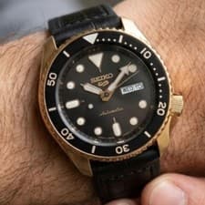 Seiko 5 Sports Automatic Wristwatch Rose Gold 4R36 07G0 Mens Classic Design