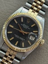 1975 Rolex Date 1501 Black SIGMA Dial TT 14k Jubilee Vintage 8-inch Wrist