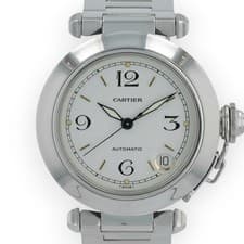 D Cartier Ladies Pasha Satinless Steel 2324 35mm White Dial Smooth Bezel Watch