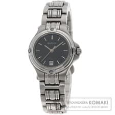 Gucci 9040L Ladies Stainless Steel Round Watch Black Dial Used