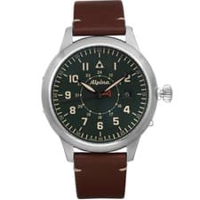 Alpina Pilot Heritage Startimer Automatic 44mm Green Mens Watch AL-525KBG4SH6