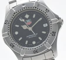 【NEAR MINT】TAG HEUER Professional WE1210-R Black Dial Quartz Mens Watch JAPAN