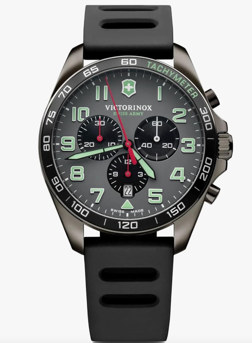 Victorinox FieldForce Sport Chrono Watch 241891 Grey Dial Black Rubber 42mm
