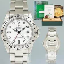 PAPERS 1994 Rolex Explorer II White 16570 40mm Tritium Polar GMT Watch Box