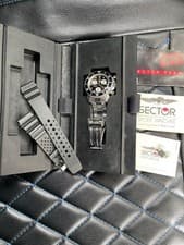 Sector Sport Watches SGE500 Chronograph Watch Black Dial Stainless Steel Box Set