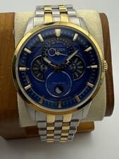 Citizen Eco-Drive Calendrier Moonphase Blue Two-Tone Watch BU0054-52L 44mm WR100