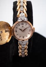 Beautiful Vintage Omega Cocktail Bracelet Dress Watch 18K Rose Gold Diamond Set