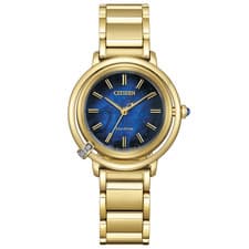 Citizen ARCLY Solar Eco-Drive Blue Gold Watch EM1099-57L Diamond Limited Women