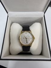 Authentic GUCCI watch with leather strap, 32mm case, battery dead, not working.