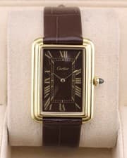 RARE BIG CARTIER TANK STEPPED BEZEL  15716. 70s MEN WATCH SERVICED By Cartier