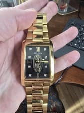 Bulova Women's Watch 97P169 Quartz Our Lady of Guadalupe Gold Diamond Black Dial