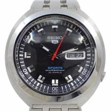 Seiko 5 Sports Automatic Men's Watch Black Dial Stainless Steel Used From Japan