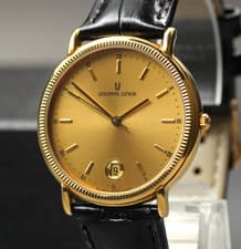 18K Gold Plated [Exc+5] UNIVERSAL GENEVE 555.200 Quartz Date Men's Swiss Watch