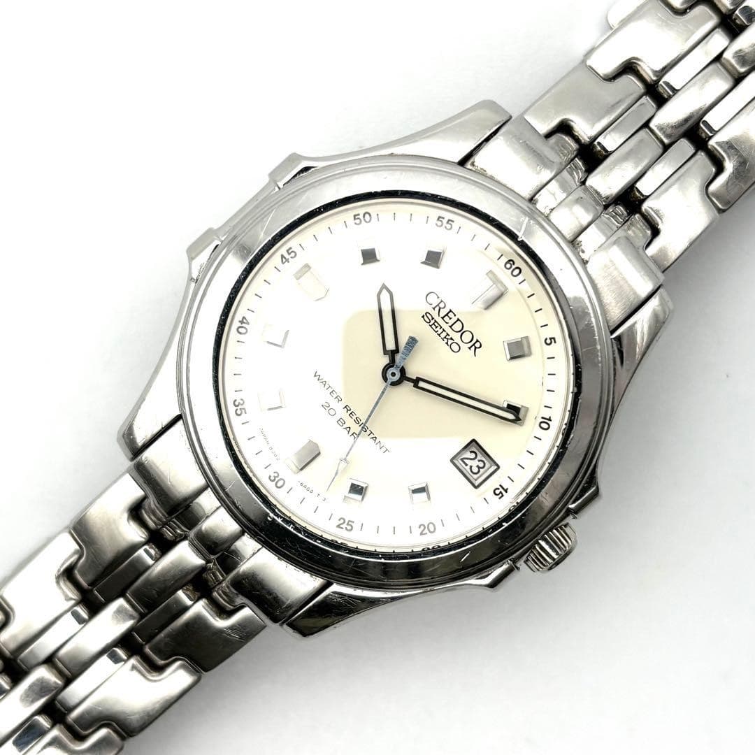 Seiko Credor Pacific Date 8J82-6A00 GCAX997 Men's Watch Silver Japan