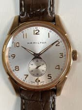 Hamilton Wristwatch Jazzmaster Small Seconds Silver Dial Brown Leather Band QZ