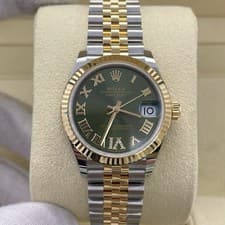 Unworn 2026 Datejust 31mm 18k YG/SS Green Roman Diamond VI Jubilee 278273-0016