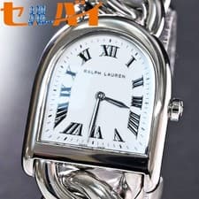 Ralph Lauren Stirrup Link Stainless Steel Bracelet Watch 27mm Silver Mint