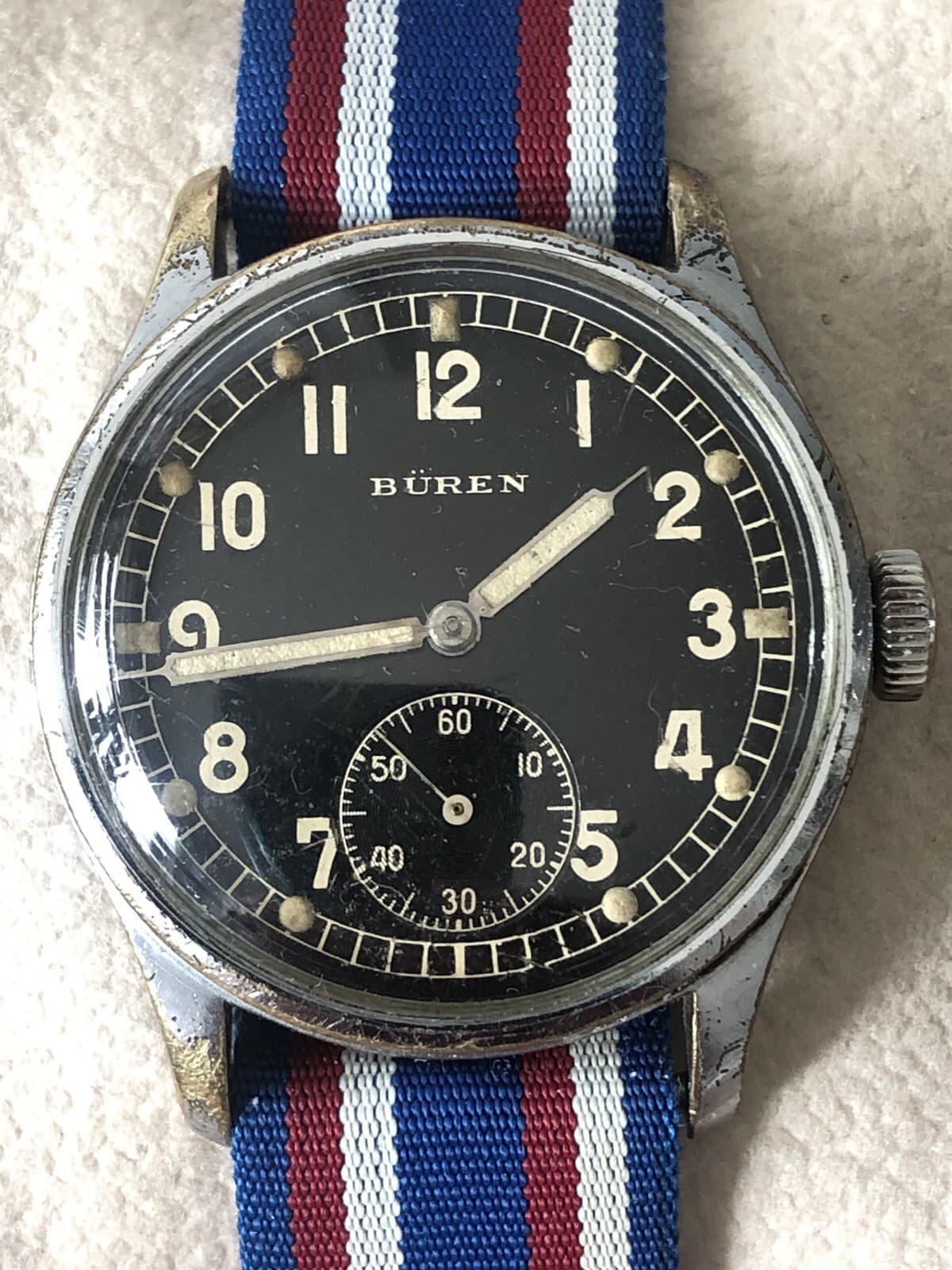 Vintage Buren DH Military Issued Watch D22473H