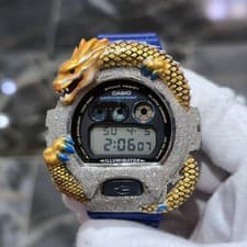 Casio G-Shock Dragon (Blue) 6900 Iced Out Diamond Watch 5 CTW