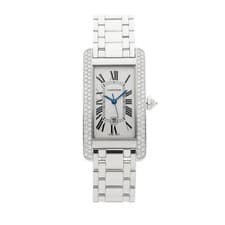 Cartier Tank Americaine White Gold Diamond Automatic Bracelet Watch WB7026L1