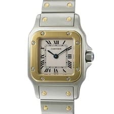 Cartier Santos Galbee SM W20012C4 Ivory 34mm Quartz Watch Box Papers