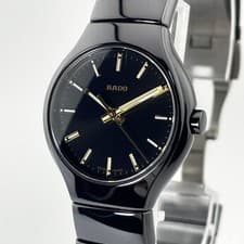 RADO True Wristwatch Black Dial Ceramic Stainless Steel Timepiece Genuine