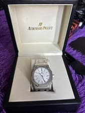 Audemars Piguet Royal Oak Men's Automatic Silver Watch Tapisserie Dial Box