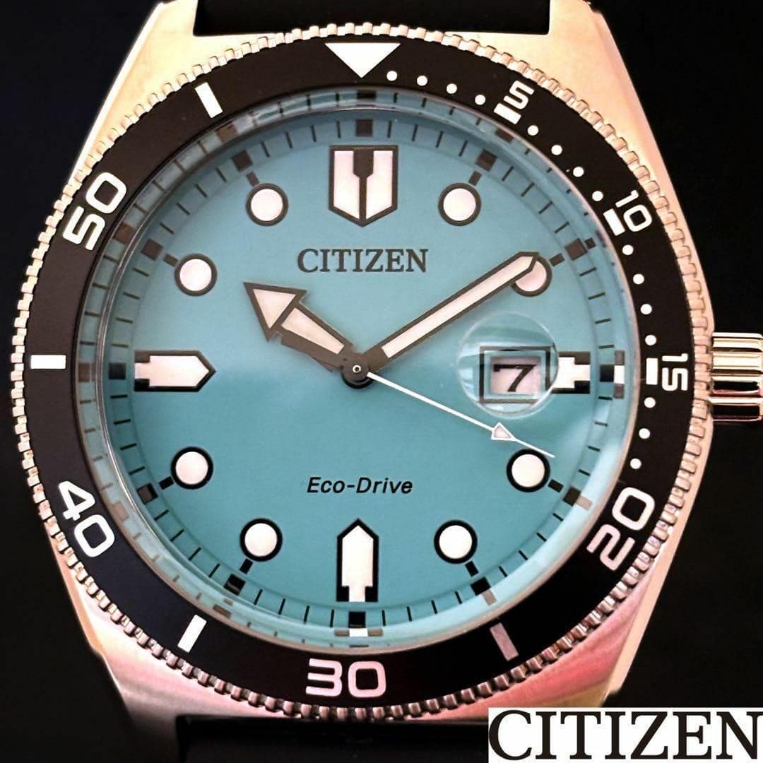 CITIZEN Eco-Drive Blue Dial Watch 43mm Tiffany Blue Style 100M Men's