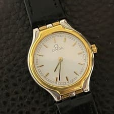 Omega Ladies Watch Leather 23mm White Black Quartz Used