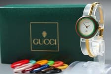 New Batt [N MINT Box] GUCCI Change Bezel 11/12 12 Colors Silver Qz Ladies Watch
