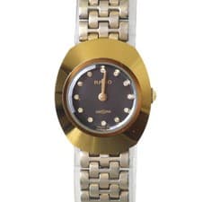 RADO DIASTAR Ladies Quartz Watch Black Dial Gold 21x25mm Used